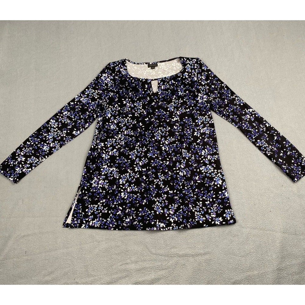 J.‎ Jill Women's size S Floral Print, Black Long Sleeve Top Small Blouse.Stretch